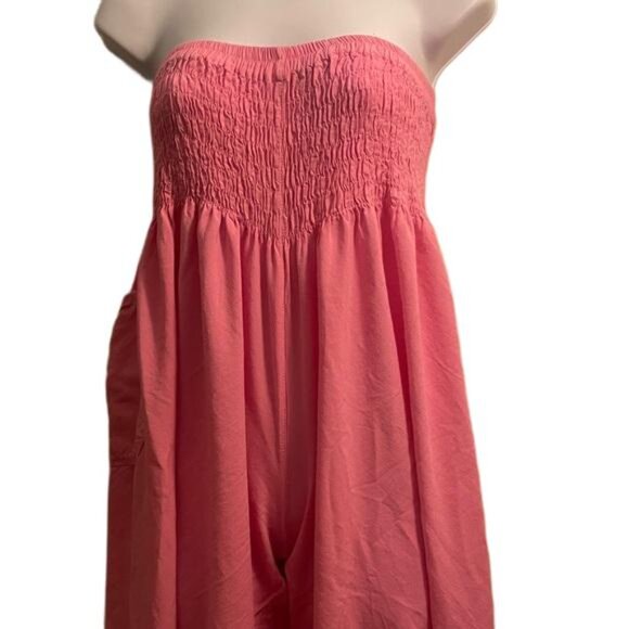 Harem Pants Pink Strapless Jumpsuit, Small - Picture 3 of 5